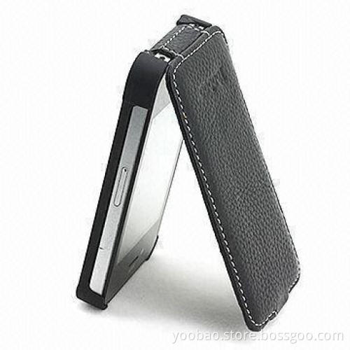 Slim Leather Case for iPhone 4, with Fullscreen View, Available in Black